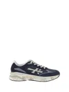 Premiata Blue Moerun Suede And Ripstop Technical Fabric Sneakers In Blu