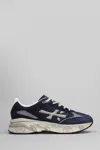 Premiata Blue Moerun Suede And Ripstop Technical Fabric Sneakers In Blue