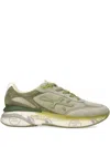Premiata Sneakers In Fabric And Leather In Green