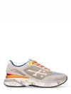 Premiata Moerun Sneakers In Taupe Suede And Fabric In Grey
