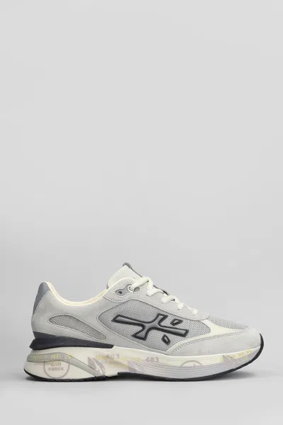 Premiata Moerun Sneakers In Grey Suede And Fabric In Gray