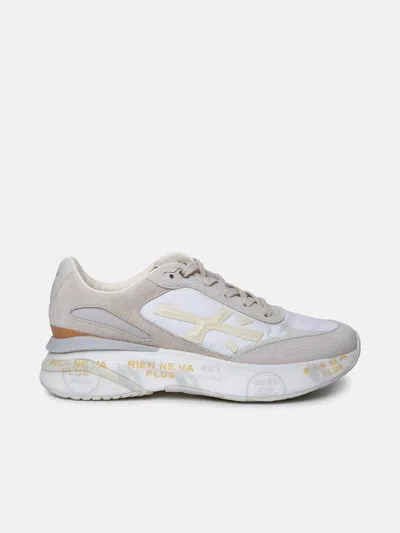 Premiata 'moerun' Sneakers In Leather And Cream Fabric