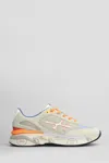 Premiata Moerun Sneakers In Taupe Suede And Fabric In Multi