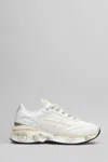 Premiata Leather Sneakers With Textured Accents In White