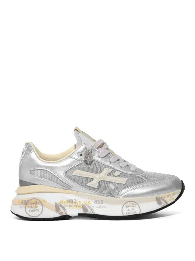 Premiata Moerund 8084 Sneakers In Leather And Mesh In Gray