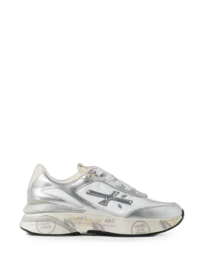 Premiata Moerund Panelled Metallic Sneakers In Silver
