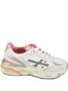 Premiata Moerun Sneakers In White Suede And Fabric In White