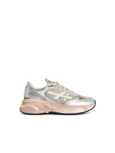 PREMIATA PREMIATA 'MOERUND' SILVER GREY LEATHER BLEND SNEAKERS