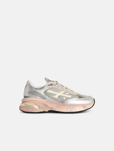 Premiata 'moerund' Silver Grey Leather Blend Sneakers In Multi