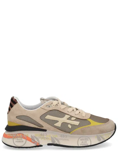 Premiata Multi-panel Sneakers With Contrast Heel Tab In Neutral