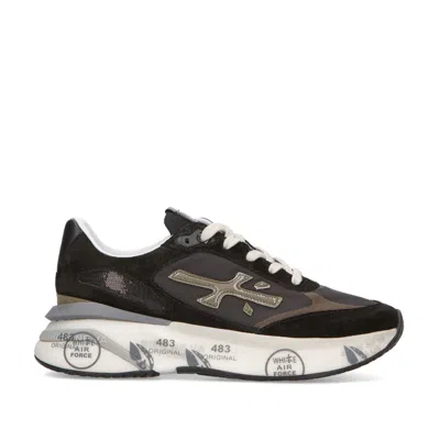 Premiata Moerund Sneakers In Black Suede And Technical Fabric