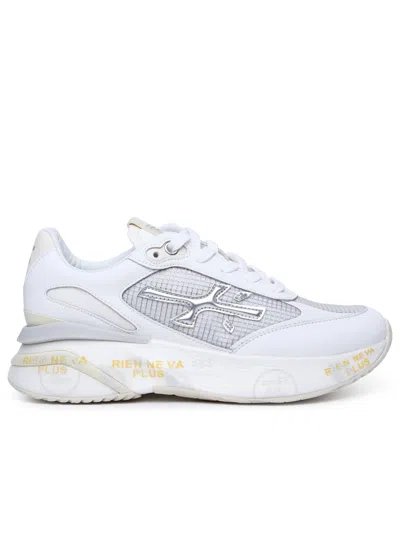 PREMIATA MOERUND SNEAKERS IN LEATHER AND WHITE FABRIC