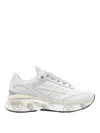 Premiata Leather Sneakers With Textured Accents In White