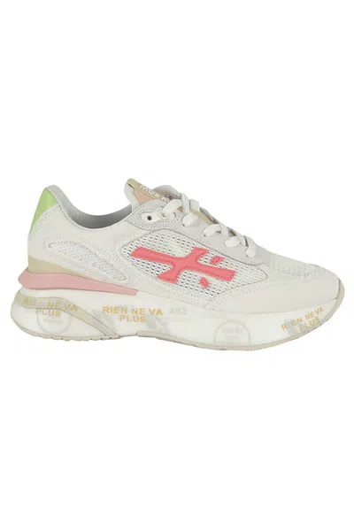 Premiata Moerund Sneakers With Mesh Upper And Embossed Details In White