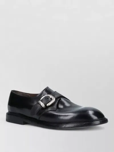Premiata Monk Shoes Round Toe Buckle Detail Leather In Black