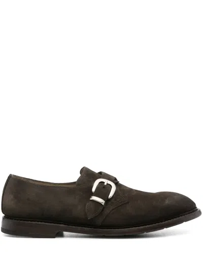 Premiata Mono Fibbia Suede Monk Shoes In Brown