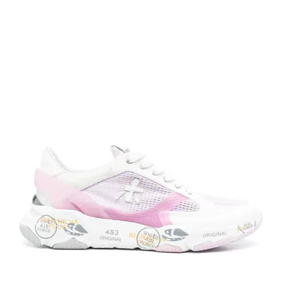 Premiata Multicolor Polyurethane Graphic Padded Sneakers In White