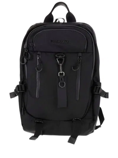 Premiata Multi-compartment Black Nylon Gabardine Backpack