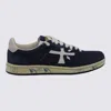 Premiata Casual Sneakers With Contrast Sole And Perforated Detailing In Blue