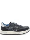 Premiata Layered White Sneakers With Textured Leather And Tpu Overlays In Blue