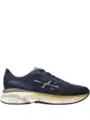 Premiata Navy Blue Suede Sneakers With Gradient Midsole And Logo Detail In Blue