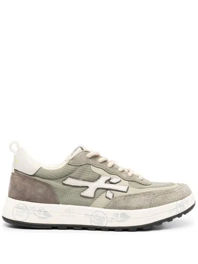 Premiata Logo-appliqué Low-top Sneakers In Green