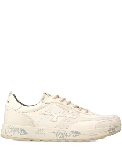 Premiata Nous 7733 Logo-stamped Leather Sneakers In Neutral