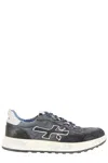 Premiata Layered White Sneakers With Textured Leather And Tpu Overlays In Gray