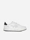 Premiata Nous Leather And Suede Sneakers In White,grey