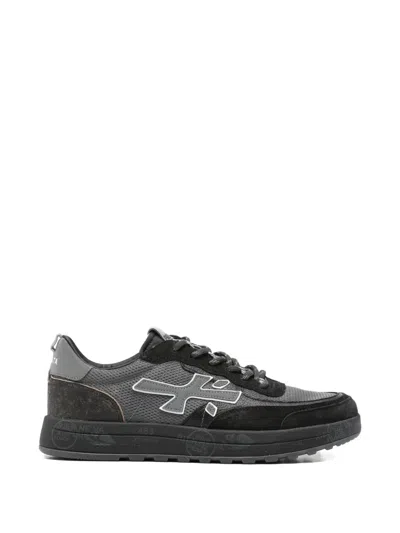 Premiata Nous Suede And Mesh Sneakers In Black