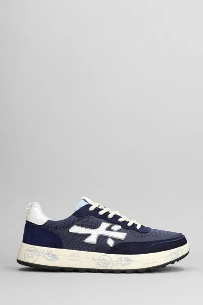 Premiata Nous Sneakers In Blue Suede And Fabric