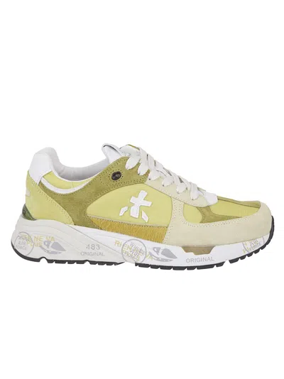 Premiata Nylon And Suede Sneakers With Cushioned Sole In Green