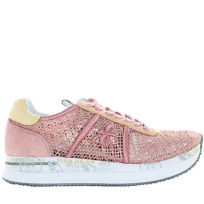 Pre-owned Premiata P24us Conny 6703 Women's Low Sneakers With Platform In Pink
