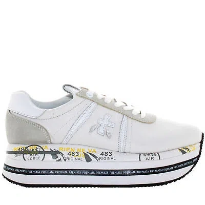 Pre-owned Premiata P24us Women's Low Sneakers With Platform Beth 5603 In White