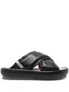 Premiata Padded Leather Slides In Black