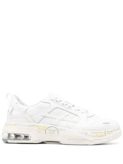 Premiata Panelled Low-top Leather Sneakers In Weiss
