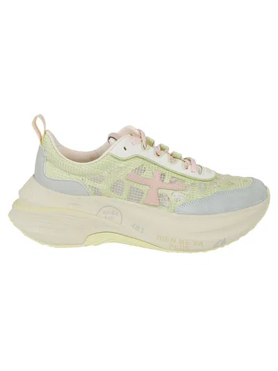 Premiata Pastel Leather And Mesh Sneakers In Multi