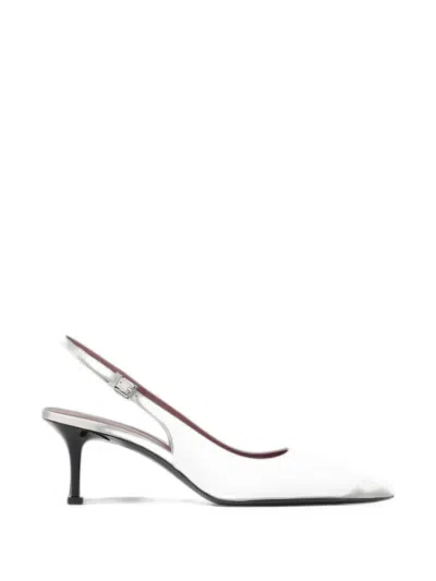 Premiata Chanel Patent-leather Slingback Pumps In Silver