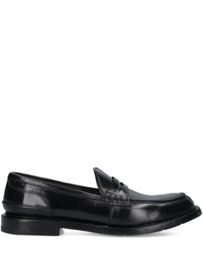 Premiata Polished Black Leather Penny Loafers