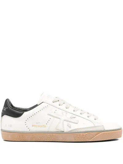 Premiata Perforated-detail Leather Sneakers In White