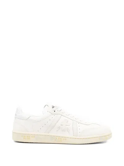 Premiata Perforated Leather Sneakers In White