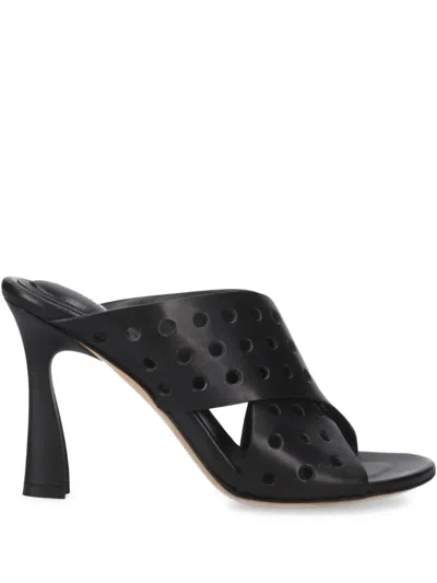Premiata Perforated Open-toe Mules In Black