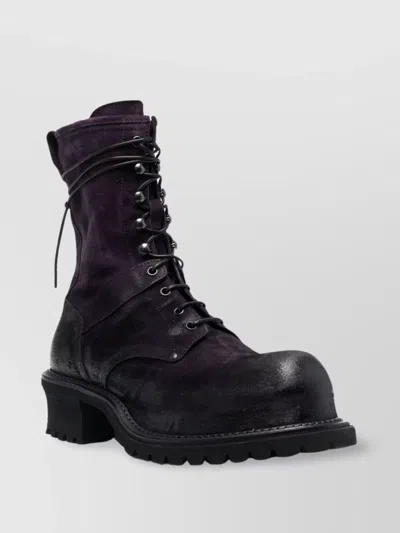 Premiata Plum Suede Lace-up Ankle Boots In Black