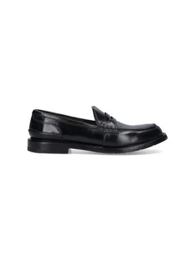 PREMIATA POLISHED BLACK LEATHER PENNY LOAFERS