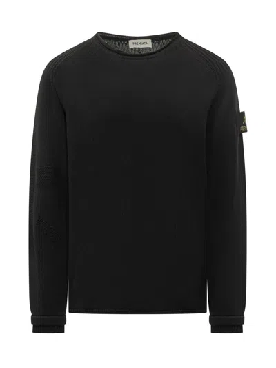 Premiata Black Knitted Sweater With Logo On Sleeve