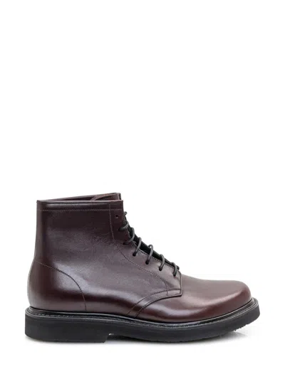 Premiata Brook Ankle Boots In Bordeaux Leather In Brown