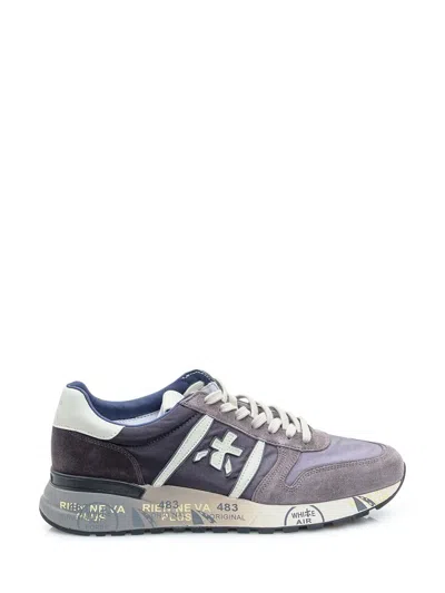 Premiata Lander Suede And Nylon Sneakers In Gray