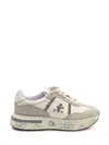 Premiata Leather And Suede Sneakers With Python Detailing In Brown