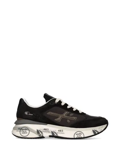 Premiata Print Flat Sneakers In Black