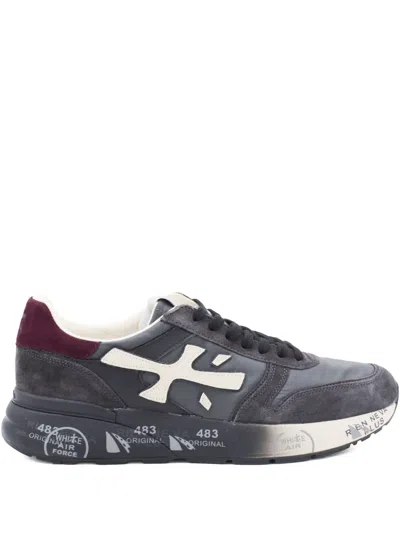 Premiata Casual Low Top Sneakers With Suede Accents In Gray